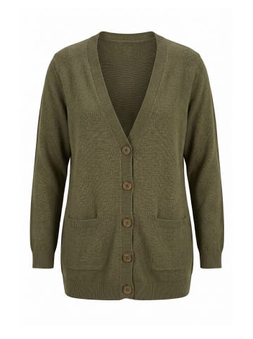 MIAMODA Strickjacke in dunkles olive