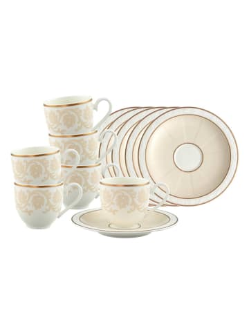 Villeroy & Boch 6er Set Espressotassen mit Untertassen Ivoire 70 ml weiß-gold in weiß-gold