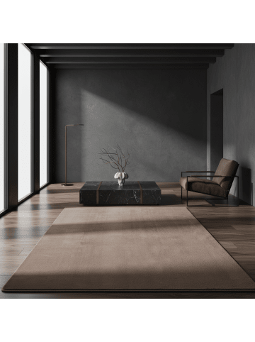 KADIMA DESIGN Teppich Kurzflor Unifarben Polyester Antirutsch Wohnzimmer in Mokka