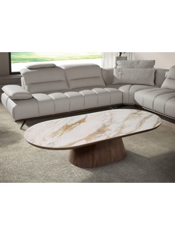 Angel Cerdá Couchtisch 2160 in Weiß / Walnuss – (Ø)160 x (H)38 cm