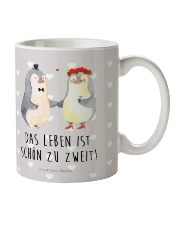 Mr. & Mrs. Panda Kinderpott Pinguin Heirat mit Spruch in Grau Pastell