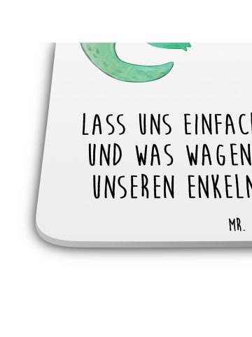 Mr. & Mrs. Panda Tischuntersetzer Krokodil mit Spruch in Weiß