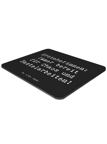 Mr. & Mrs. Panda Mousepad Spruch Erzieherin Chaos mit Spruch in Schwarz