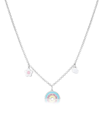 Elli Halskette 925 Sterling Silber Blume, Herz, Regenbogen in Silber