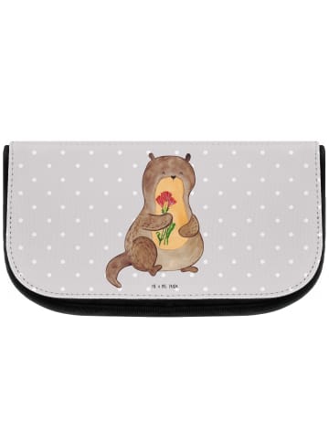 Mr. & Mrs. Panda Kulturbeutel Otter Blumenstrauß ohne Spruch in Grau Pastell