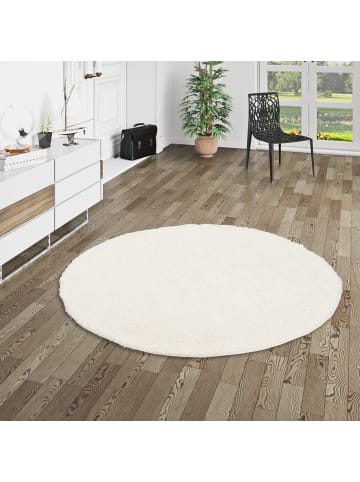 Pergamon Hochflor Langflor Teppich Aloha Rund in Weiss