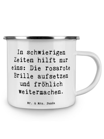 Mr. & Mrs. Panda Emaille Tasse Spruch Hoffnung in schwierigen Ze... in Weiß