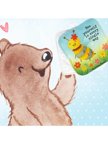 Mr. & Mrs. Panda Ofenhandschuhe Biene Blume Design mit Spruch in Weiß