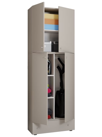 VCM  Holz Besenschrank Staubsauger Putzschrank Lona S in Grau