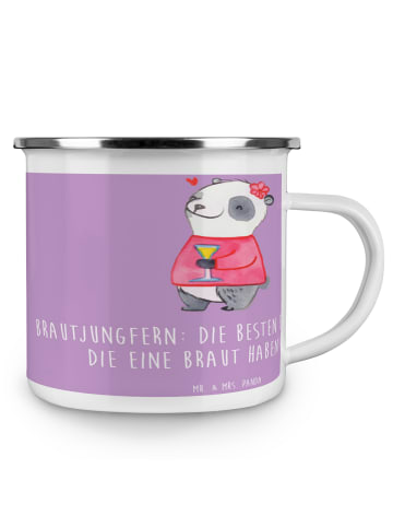 Mr. & Mrs. Panda Kaffeebecher Beste Brautjungfern mit Spruch in Lavendeltraum