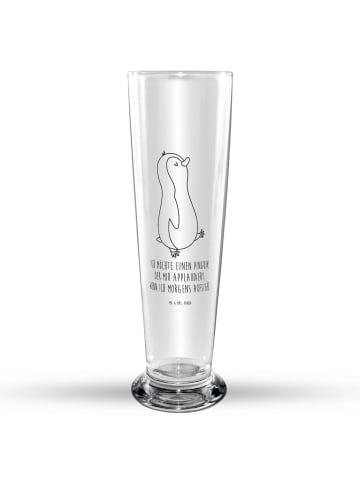 Mr. & Mrs. Panda Bierglas Pinguin mHerzieren mit Spruch in Transparent