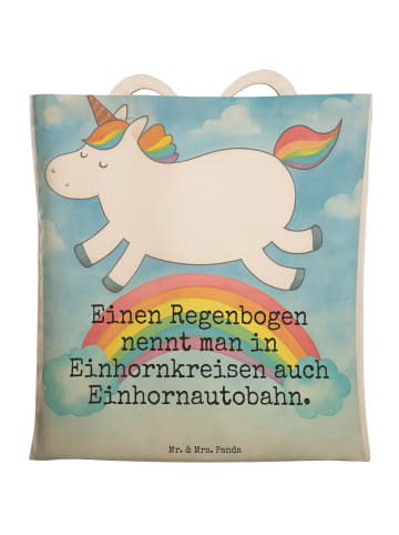 Mr. & Mrs. Panda Tote Bag Einhorn Regenbogen Design mit Spruch in Weiß