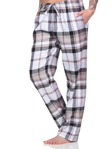 NORMANN Flanell Pyjama Hose karierte Schlafanzug Hose lang - 76569 in marine