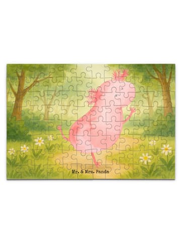 Mr. & Mrs. Panda Puzzle Axolotl Tanzen Design ohne Spruch in Weiß