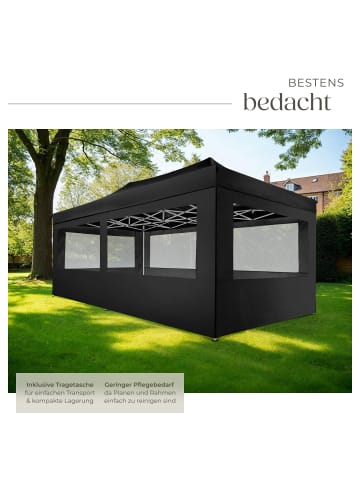 tectake Pavillon Viola inklusive Spannseile, Heringe und Tragetasche, schwarz
