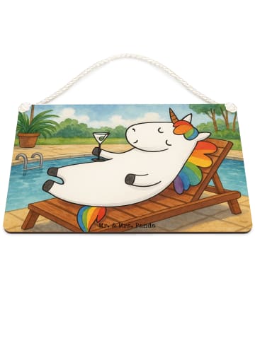 Mr. & Mrs. Panda Schild Einhorn Blümchentail Design ohne Spruch in Weiß