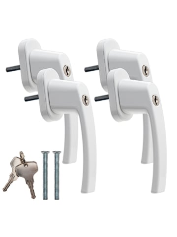 Intirilife Fenstergriff aus Aluminium abschließbar mit 2 Schlüsseln in Weiss