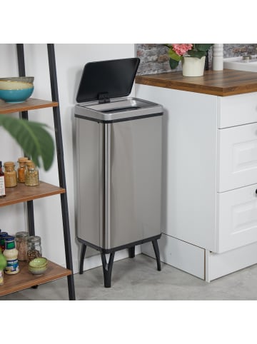 relaxdays Mülleimer mit Sensor in Silber - 60 Liter