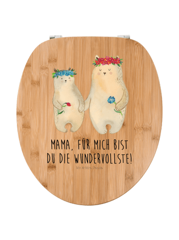 Mr. & Mrs. Panda Motiv WC Sitz Bären mit Blumenkranz mit Spruch in Braun