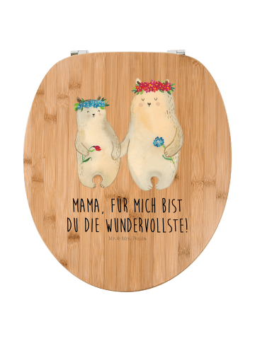 Mr. & Mrs. Panda Toilettendeckel Bären mit Blumenkranz mit Spruch in Braun