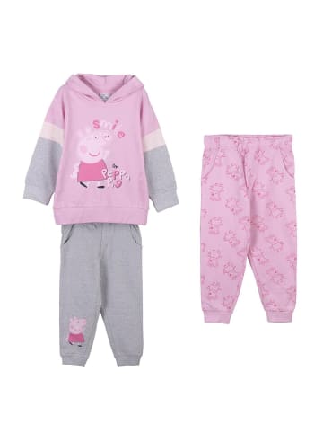 Peppa Pig 3tlg. Outfit: Trainingsanzug mit 2 Jogginghosen in Rosa
