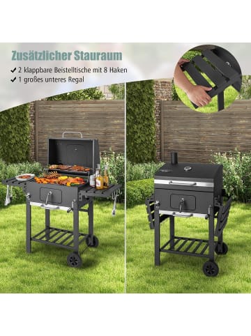 COSTWAY Holzkohlegrill mit Deckel in Schwarz