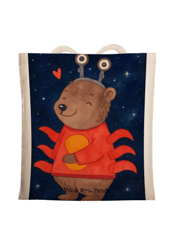 Mr. & Mrs. Panda Einkaufstasche Krebs Astrologie Design ohne Spruch in Weiß