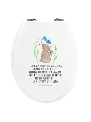 Mr. & Mrs. Panda Toilettensitz Hase Blume mit Spruch in Weiß