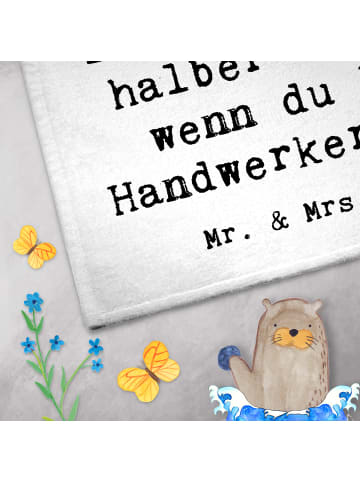 Mr. & Mrs. Panda Mini-Handtuch Handwerker Herz mit Spruch in Weiß