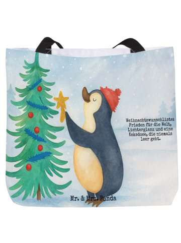 Mr. & Mrs. Panda Shopper Pinguin Weihnachtsbaum Design mit Spruch in Weiß