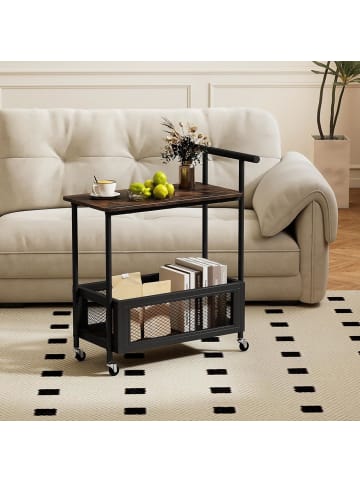 COSTWAY Beistelltisch mit Rollen & Griff in Braun