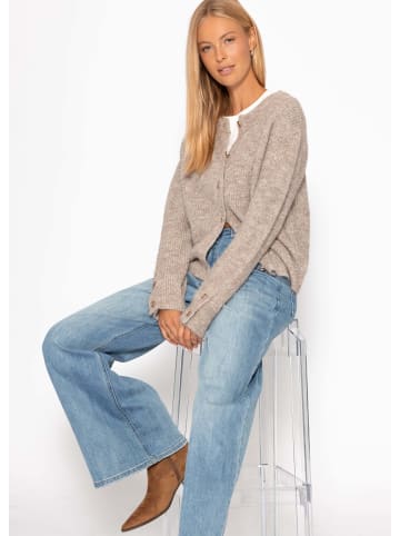 SASSYCLASSY Cardigan mit Pailletten und Lurex in Taupe