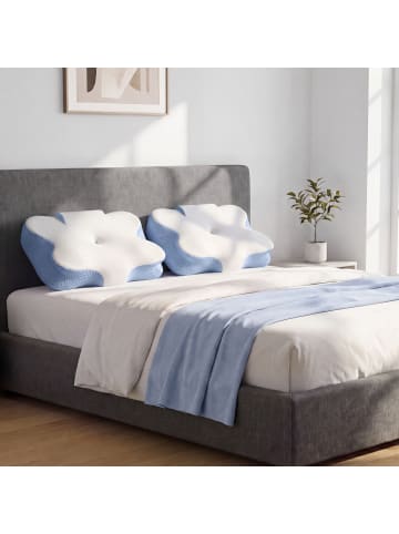SONGMICS Nackenkissen Island in Weiß-Blau - (B)40 x (H)(12-14) x (T)59 cm