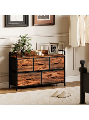 HOMCOM Kommode-98L x 29B x 63H cm-Rustikal-Braun