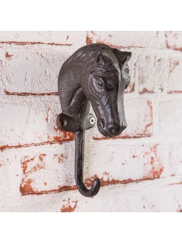 AltoBelli Wandhaken STALLONE Metall Pferdekopf Rost Braun lackiert 16x8 cm