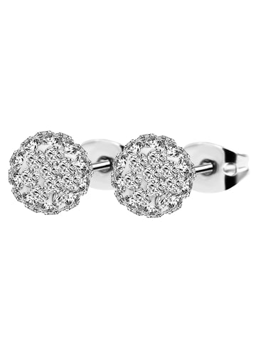 Adeliás Damen Ohrringe – Ohrstecker aus Titan mit Strass Steinchen in silber