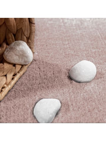 KADIMA DESIGN Teppich Kurzflor waschbar Unifarben Wohnzimmer in Hellrosa