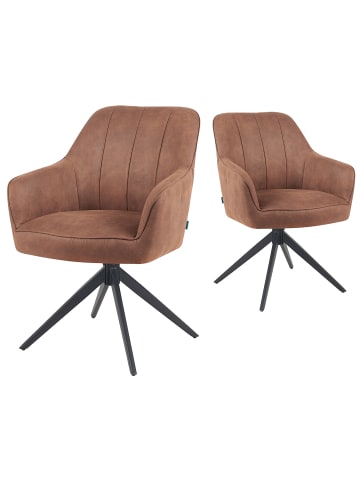 DUBI Möbel 2er-Set: Drehstuhl Mika-Timo in Braun - (B)60 x (H)87 x  (T)65 cm