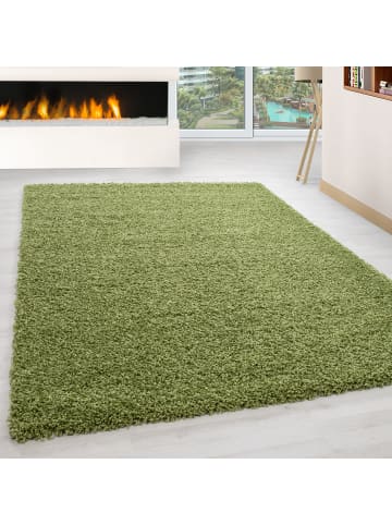 KADIMA DESIGN Teppich Hochflor Shaggy Waschbar Einfarbig RHEIN Strapazierfähig in Grün