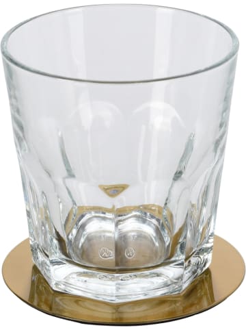 Excellent Houseware Becheruntersetzer, 6er-Set, mit Ständer in Gold, 11 x 11,5 x 2,5 cm