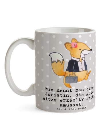 Mr. & Mrs. Panda Pott Juristin Humor mit Spruch in Grau Pastell