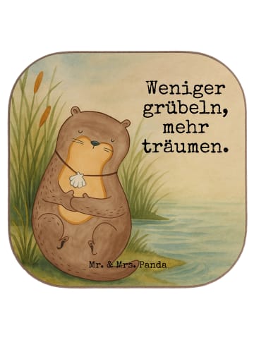 Mr. & Mrs. Panda Tisch-Untersetzer Otter Muschel Design mit Spruch in Weiß