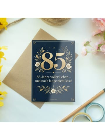 Geburtstagskarte 85. Geburtstag Zahl würdig Des... in Weiß