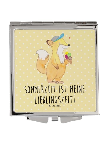 Mr. & Mrs. Panda Schminkspiegel klein Sommer Freude mit Spruch in Gelb Pastell