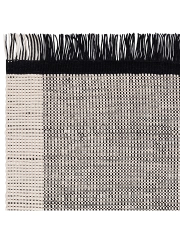 KADIMA DESIGN Teppich Wolle, Korbmuster, Handgewebt, Fransig in Schwarz-Weiß