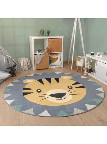 KADIMA DESIGN Kinderteppich waschmaschinenwaschbar Löwe Kinderzimmer in Mehrfarbig