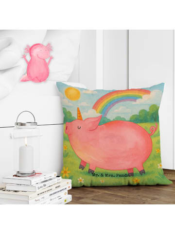 Mr. & Mrs. Panda 40x40 Kissen Einhorn Schwein Design ohne Spruch in Weiß