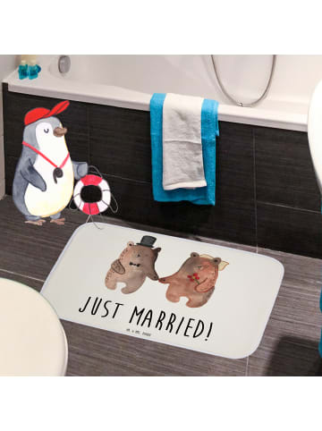Mr. & Mrs. Panda Badeteppich Bär Heirat mit Spruch in Weiß