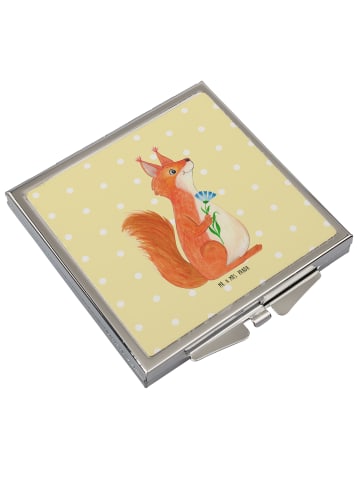 Mr. & Mrs. Panda Schminkspiegel Eichhörnchen Blume ohne Spruch in Gelb Pastell