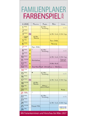 Korsch Kalender - Familienplaner Farbenspiel 2026